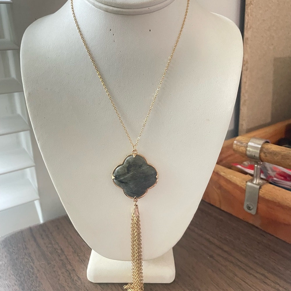 Gold and Black Pendant Necklace